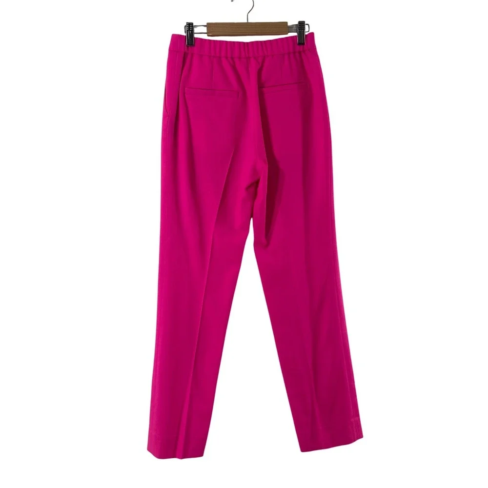 Argent Hot Pink Wool Blend Straight Leg Trousers High Rise Elastic Back 25W